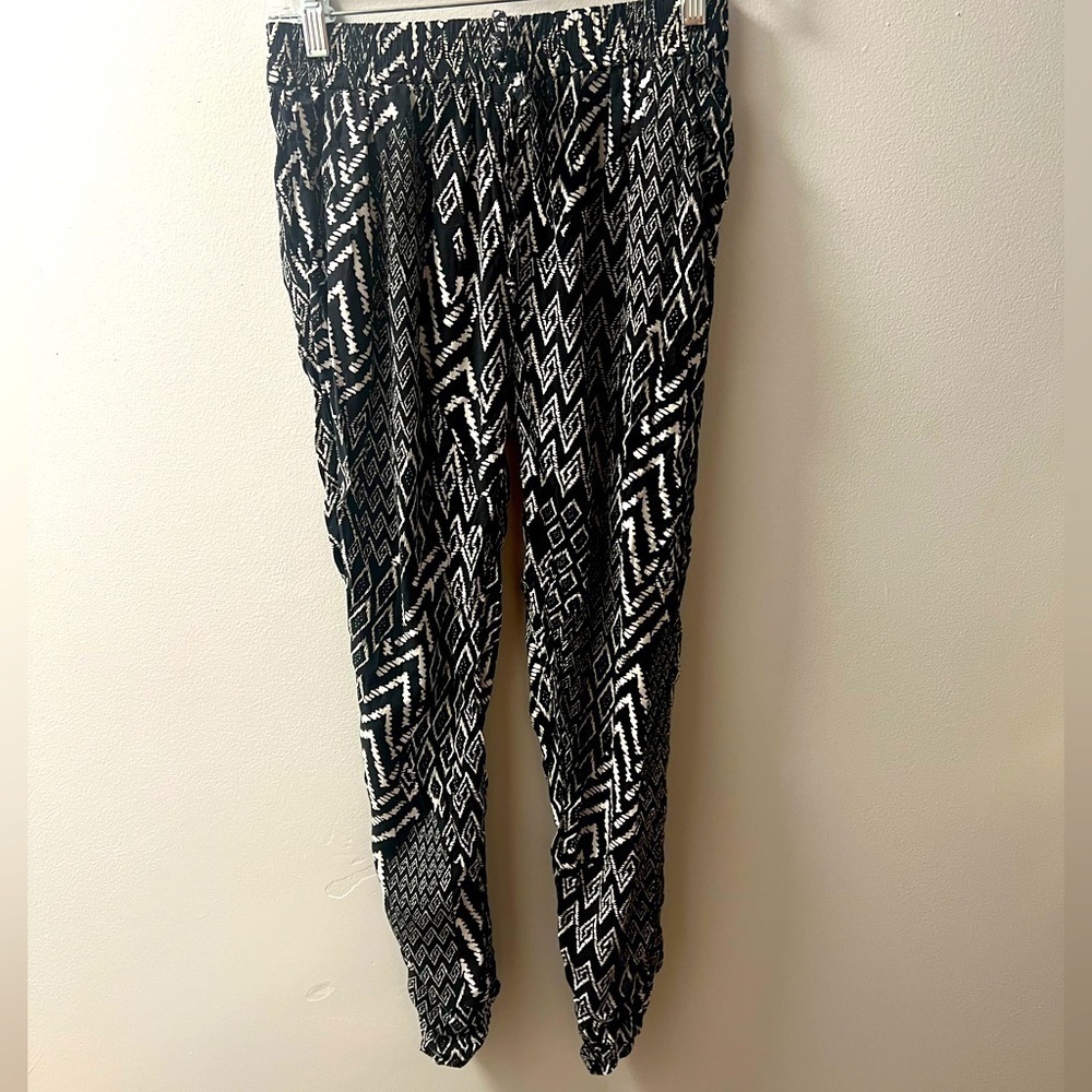 MY Haly’s Vibrant Black & White Drawstring, Cropped pants,large, bought in Paris